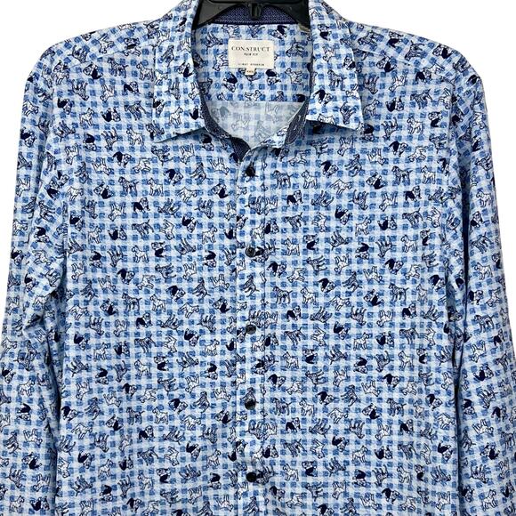 Con.Struct shirt men’s XXL-2XL Slim fit, 4-way stretch, flip cuffs, dog print! - Picture 5 of 7